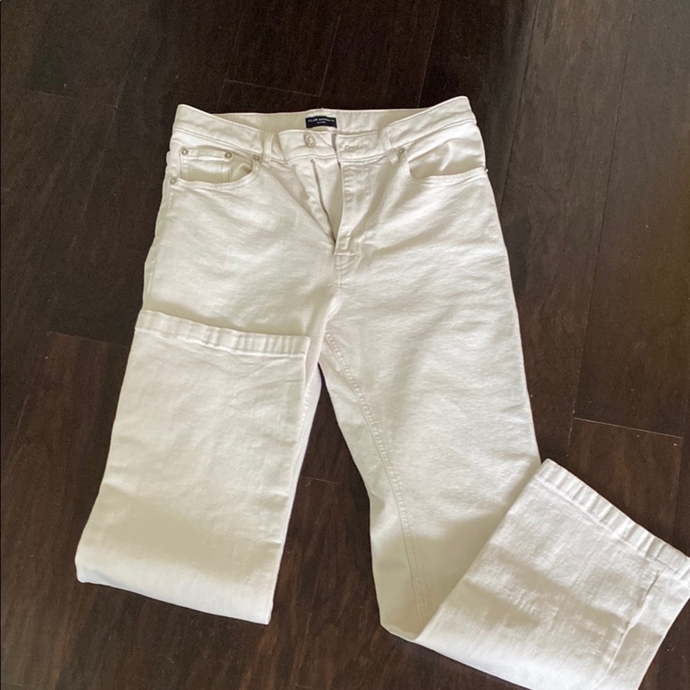 Club Monaco Women's Cream Straight Leg Jeans